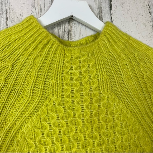 Anthropologie Bia Mock Neck Alpaca Blend Tunic Sweater in Neon Chartreuse XSMALL - Picture 4 of 13